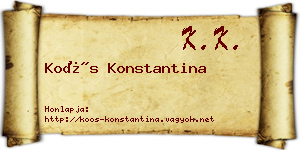 Koós Konstantina névjegykártya